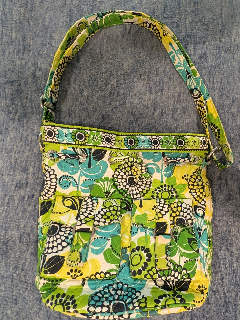 Vera Bradley Lime's Up Quilted Buckle Bag With Grommet Closure - Picture 2 of 11
